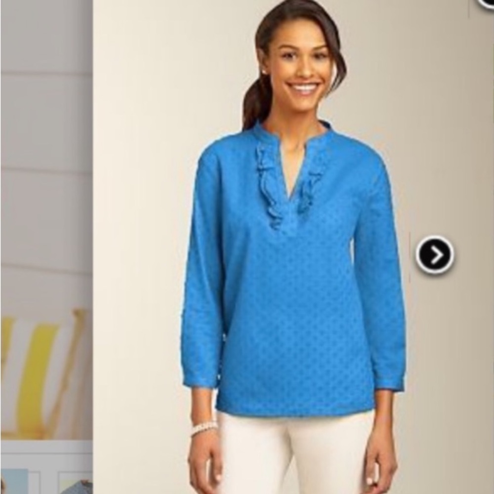 Talbots Clip Dot Ruffle Tunic S - Picture 12 of 12